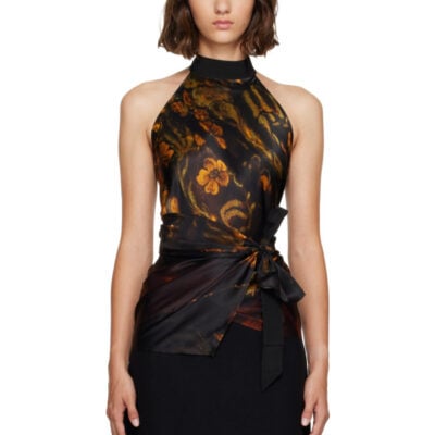 Dries Van Noten Black Satin Blouse