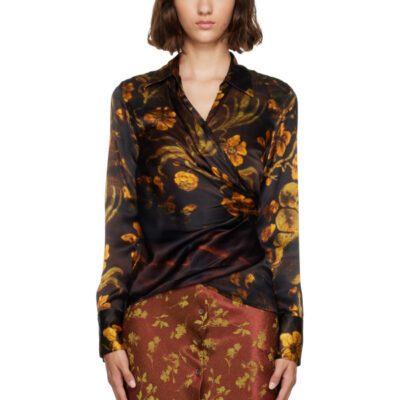 Dries Van Noten Black Satin Shirt