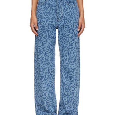Dries Van Noten Blue Floral Jeans