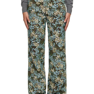Dries Van Noten Blue Floral Trousers