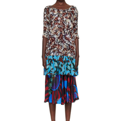 Dries Van Noten Brown & Blue Peplum Top