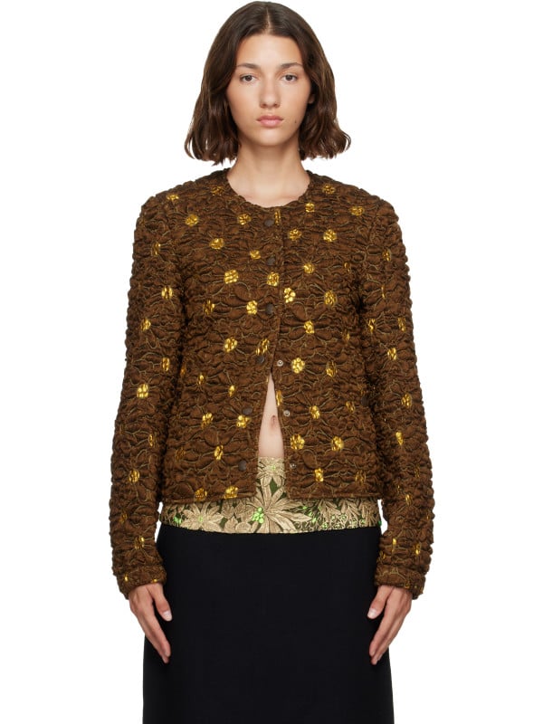 Dries Van Noten Brown Cloqué Jacket