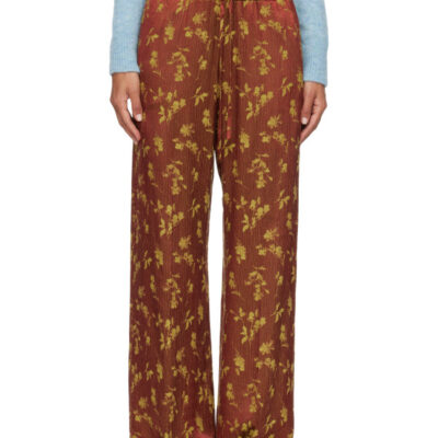 Dries Van Noten Brown Elasticated Jacquard Trousers