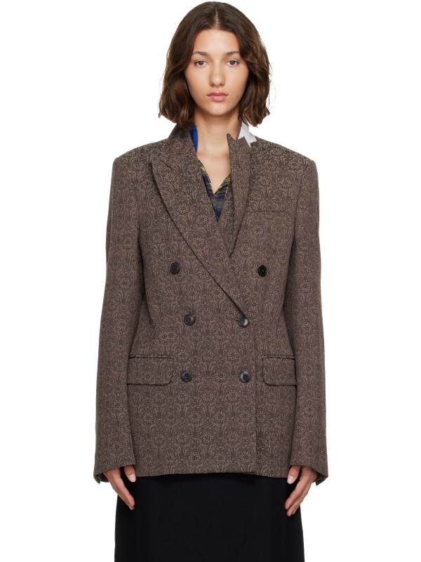 Dries Van Noten Brown Jacquard Blazer