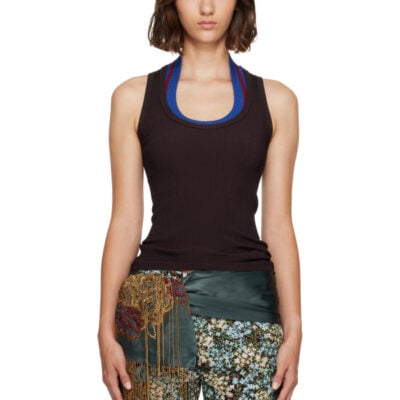 Dries Van Noten Brown Ribbed Tank Top