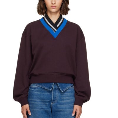 Dries Van Noten Burgundy Cotton Sweatshirt