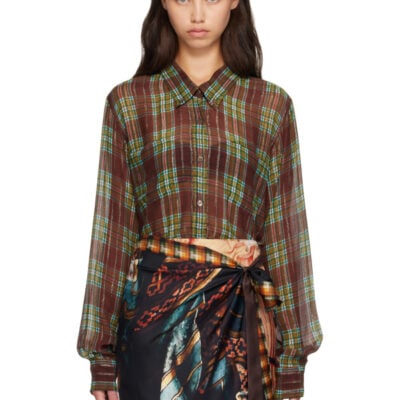 Dries Van Noten Burgundy Loose Lurex Shirt