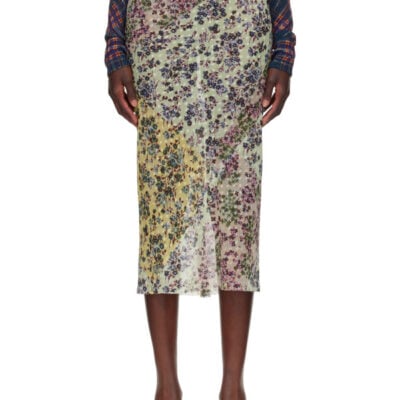 Dries Van Noten Green Jacquard Midi Skirt