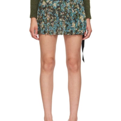 Dries Van Noten Multicolor Pleated Wrap Miniskirt