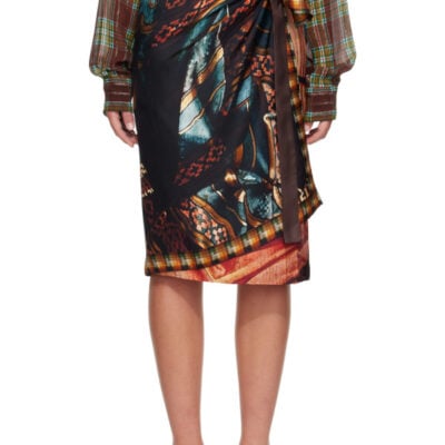 Dries Van Noten Multicolor Wrap Scarf Midi Skirt