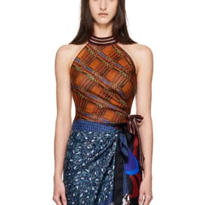 Dries Van Noten Orange Jacquard Wrap Top