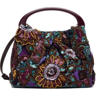 Dries Van Noten Purple & Green Small Embellished Bag