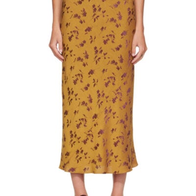 Dries Van Noten Yellow & Purple Floral Midi Skirt
