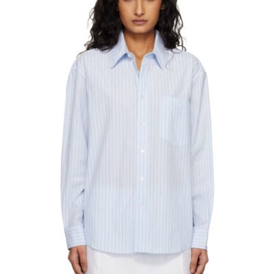 Dunst Blue Oversized Striped Shirt