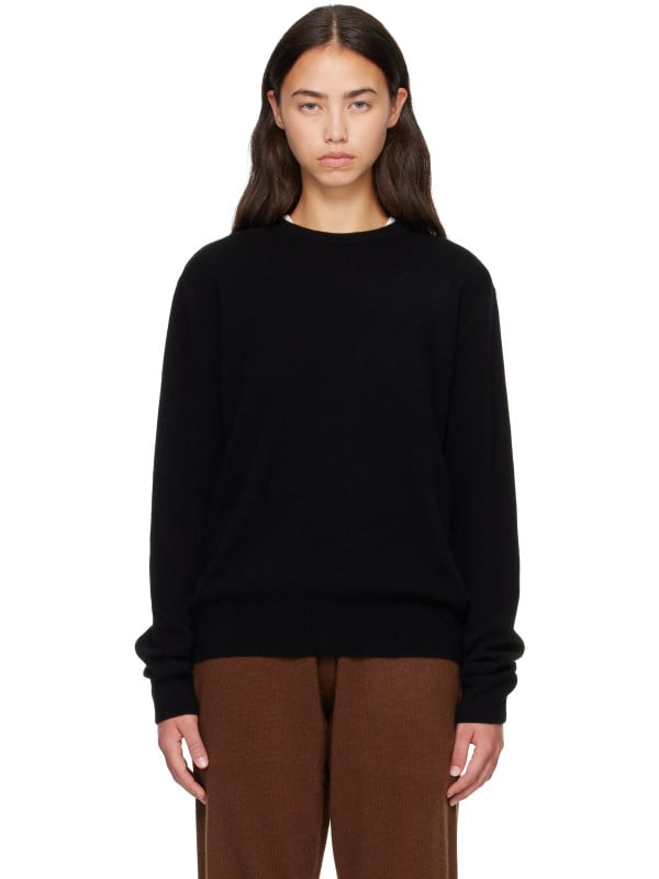 Entire Studios Black Knit Cashmere Crewneck Sweater