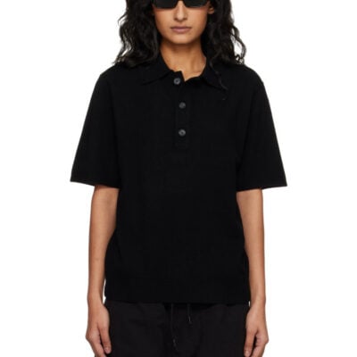Entire Studios Black Short Sleeve Knit Polo