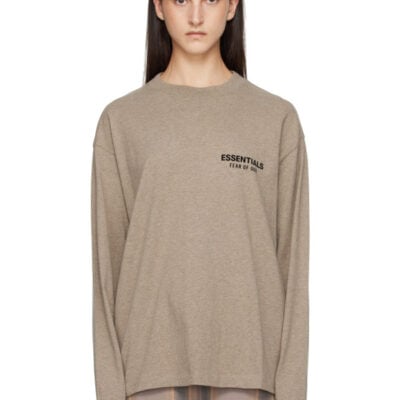 Fear of God ESSENTIALS Beige Classic Fit Long Sleeve T-shirt