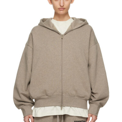 Fear of God ESSENTIALS Beige Classic Zip-Up Hoodie