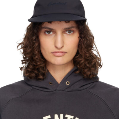 Fear of God ESSENTIALS Black Signature 5 Panel Cap