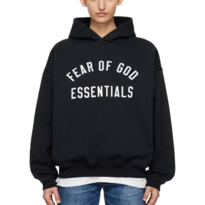 Fear of God ESSENTIALS Black Varsity 90s Hoodie