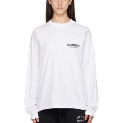 Fear of God ESSENTIALS White Classic Fit Long Sleeve T-shirt