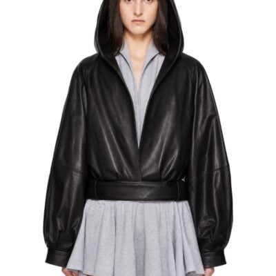Fidan Novruzova Black Lael Leather Jacket
