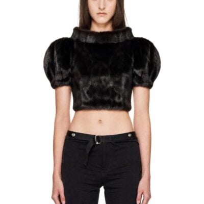 Fidan Novruzova Brown Alix Faux-Fur Blouse