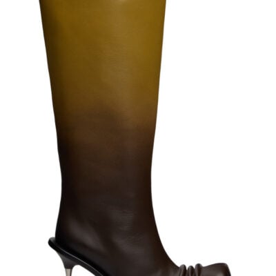 Fidan Novruzova Brown Stiletto Heel Classic Square Toe Boots