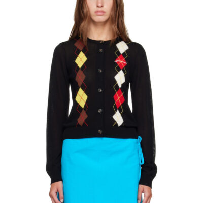 Ganni Black Argyle Cardigan