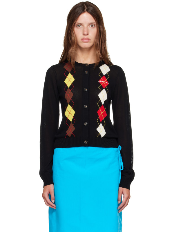 Ganni Black Argyle Cardigan
