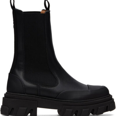 Ganni Black Mid Chelsea Boots