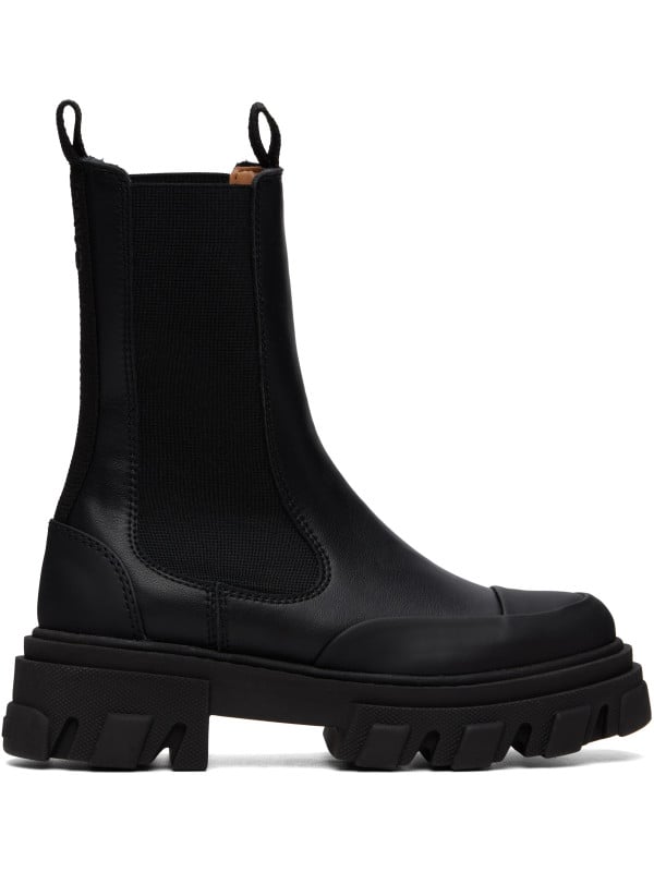 Ganni Black Mid Chelsea Boots