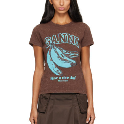 Ganni Brown Future Jersey Banana T-shirt