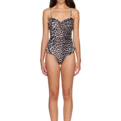 Ganni Brown Leopard Swimsuit