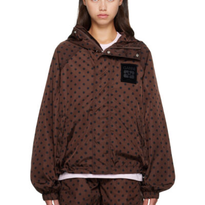 Ganni Brown Printed Nylon Jacket