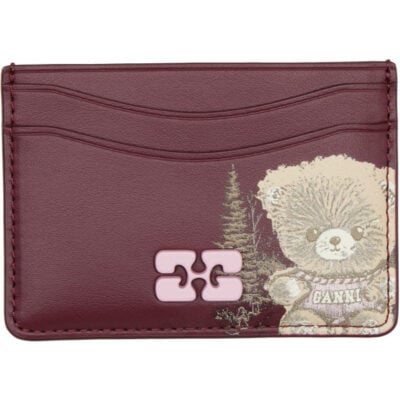Ganni Burgundy Bou Forest Teddy Card Holder