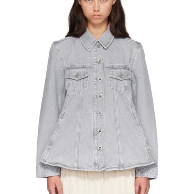 Ganni Gray Rigid Denim A-Line Overshirt