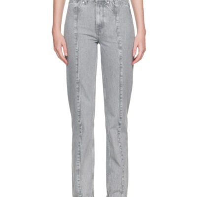 Ganni Gray Rigid Denim Fold Jeans
