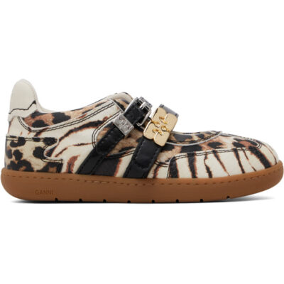 Ganni Off-White Sue Double Strap Sneakers