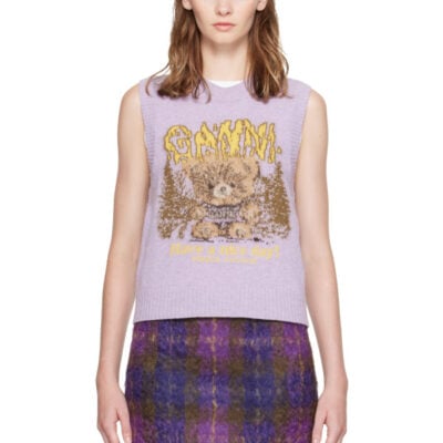 Ganni Purple Forest Teddy Sweater Vest