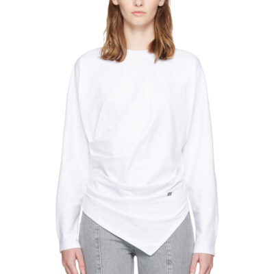 Ganni White Draped Jersey T-shirt