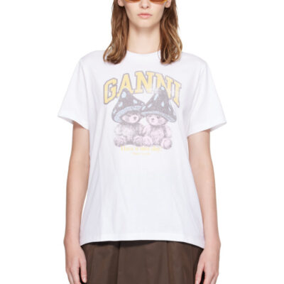 Ganni White Mushroom Teddy T-shirt