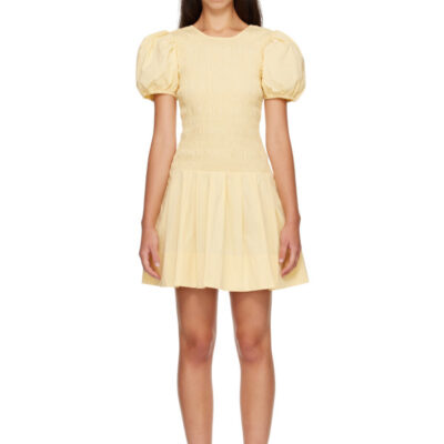 Ganni Yellow Cotton Minidress