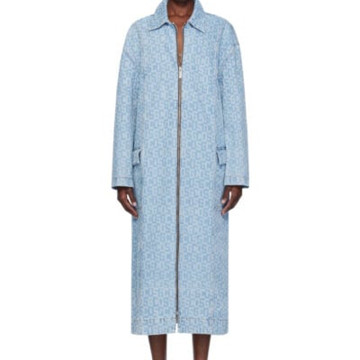 Gcds Blue Monogram Denim Coat