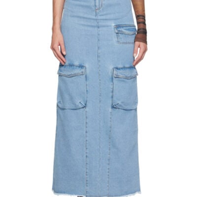 Gcds Blue Ultracargo Denim Maxi Skirt