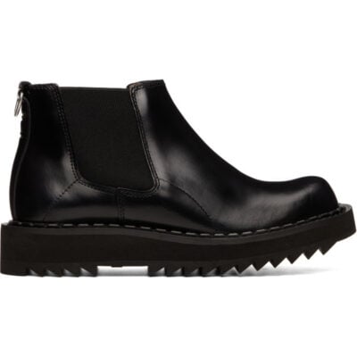 George Cox Black Ripple Bump-Toe Chelsea Boots