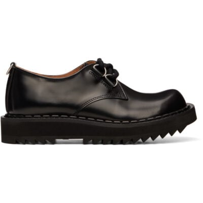 George Cox Black Ripple Bump-Toe Derbys