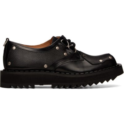 George Cox Black Ripple Bump-Toe Panel Derbys