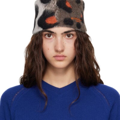 Givenchy Taupe & Orange Hairy Animal Beanie