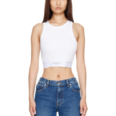 Givenchy White Cropped Cotton Tank Top